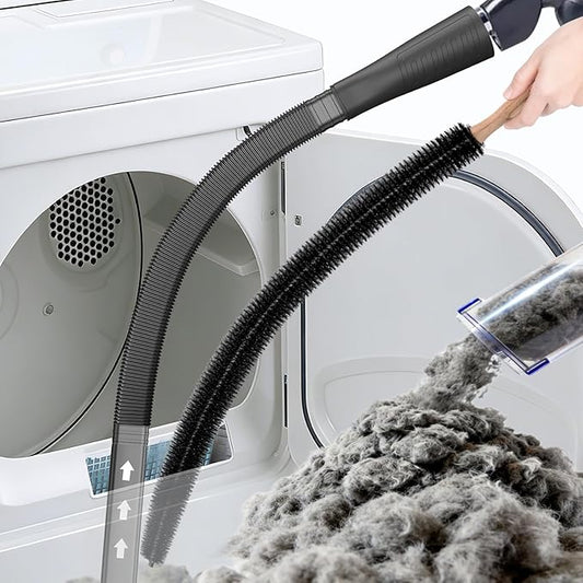 Sealegend Dryer Vent Cleaner Kit - Vacuum Hose Attachment & Lint Brush,Dryer Vacuum Hose Attachment Fit Most Vacuums and Dryer, Refrigerator Coils & Behind Appliances, Black