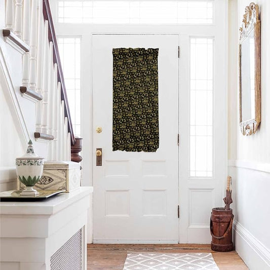 Christmas French Door Curtain Panel for Front Door, Merry Christmas Snow Yellow Black Slidelight Door Curtains with Tieback Light Filtering Privacy Panels for Doorway Entryway 25"x 40"
