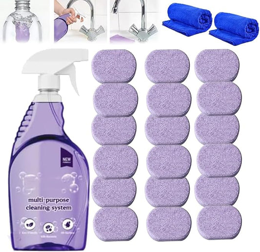 Clean All Purpose Spray Cleaner for Ovens - Multipurpose Foam Cleaning System - The Solution for Every Stain, Spray Oven Cleaner with Concentrated Cleaning Tablets (1Bottle+18pcs Tablets)