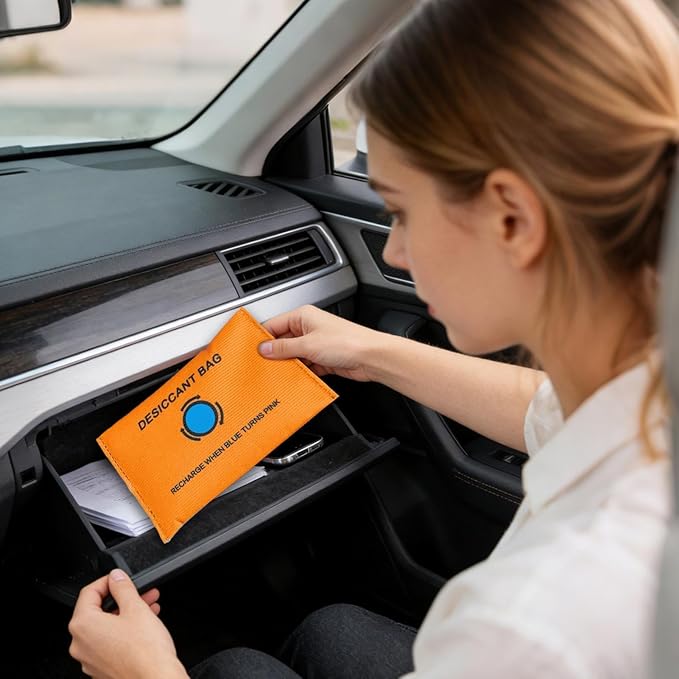 Car Dehumidifier - Reusable Silica Bead Pack, Moisture Control Device, Leakproof Pouch | Windshield Fog Remover, Vehicle Cabin Closet Basement Garage Home RV Camper Storage Humidity Absorber