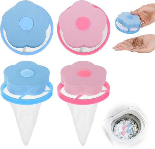 4PCS Pet Hair Remover for Laundry, Reusable Lint Catcher for Washing Machine, 2026 Upgraded Household Lint Trap Cleaning Mesh Bag, Laundry Pet Hair Catcher for Dogs and Cats