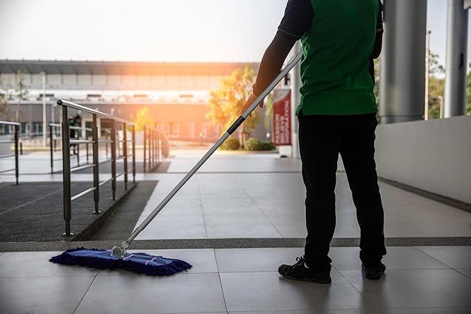 Ultimate Dust Mop Kit: Industrial-Grade Performance, Heavy-Duty Frame, Telescopic Handle - Blue 36 Inch