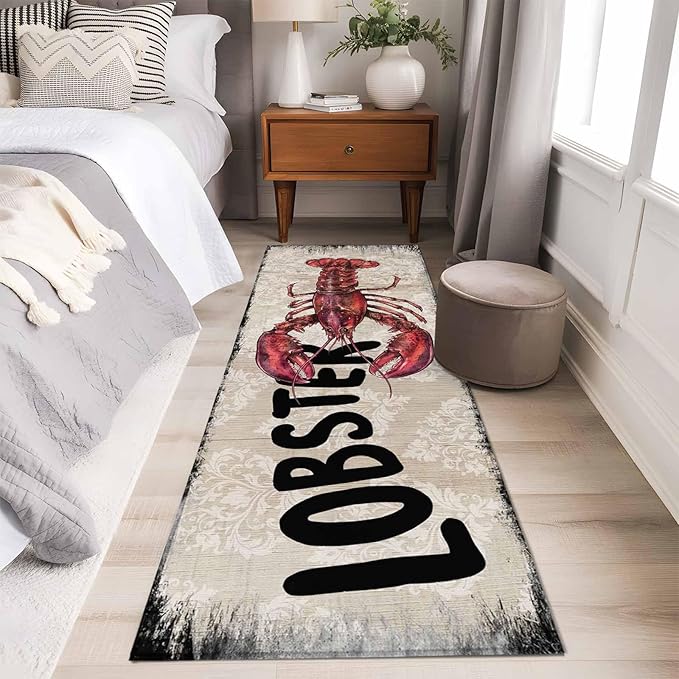Nautical Ocean Wood Texture Runner Rug 2'x6', Hallway Runner Rugs Washable Non-Slip Bedside Floor Mats Carpet for Kitchen Bedroom Laundry Room Bathroom