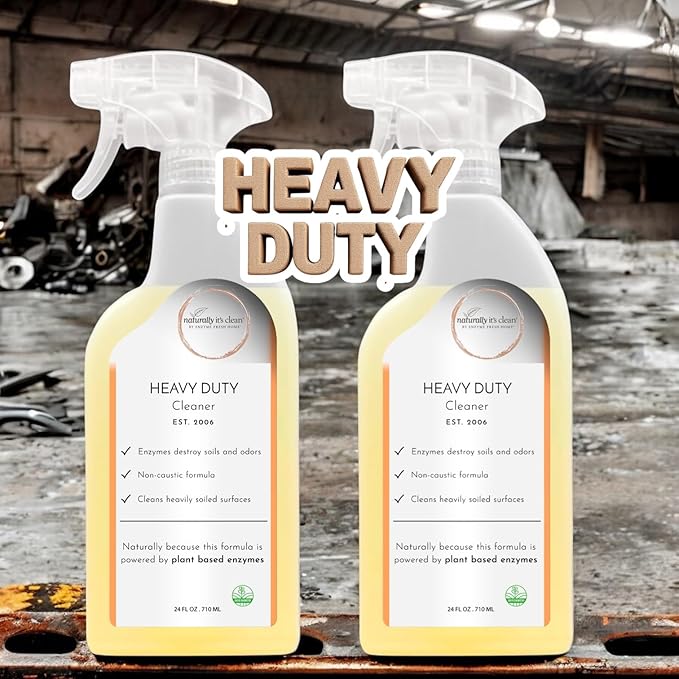naturally it's clean Heavy Duty Cleaner | Deep Cleans floors in homes, garages, patios, sidewalks, walls, kitchens, restrooms, ceramic tile, concrete, furniture, and equipment| 24oz Bottles | 2 Pack