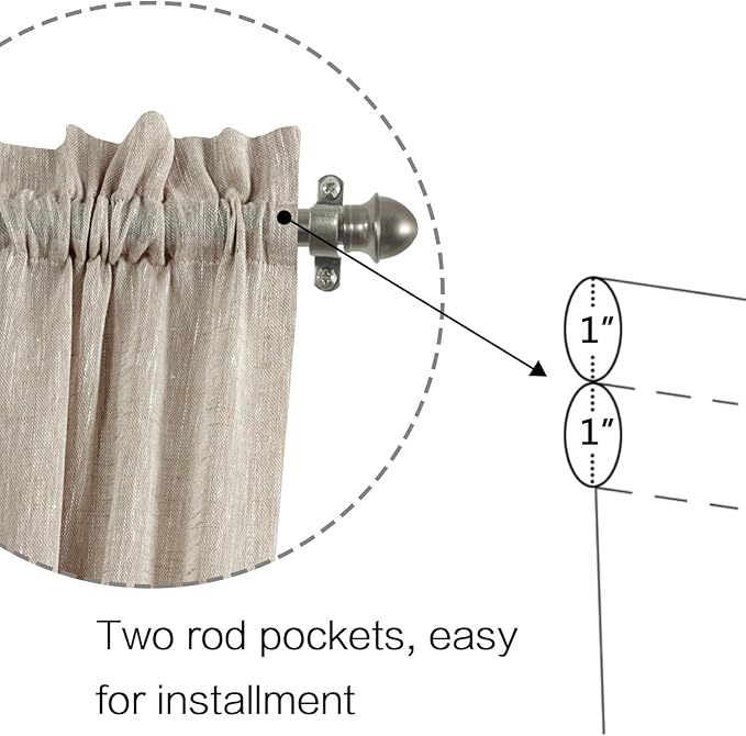 H.VERSAILTEX Linen French Door Curtains Privacy Light Reducing Curtain with Tieback Rod Pocket Curtain 1 Panel for Glass Door Feature Open Weave Textured Linen