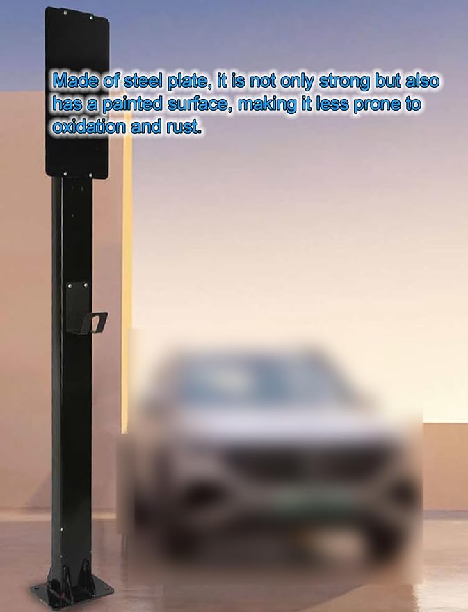 Durable EV Charging Station - Steel Floor-Mounted Charging Column for Garage, 67in Electric Vehicle Charger Stand (Black) - Perfect for Electric Cars & Home Chargi