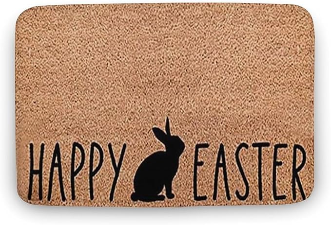 Happy Easter Welcome Home Porch Bunny Ears Soft Low Profile Doormat Non-Slip Dust Floor Seasonal Spring Summer Mats Best Gifts for Parents Family Classmate 20x32 Inch
