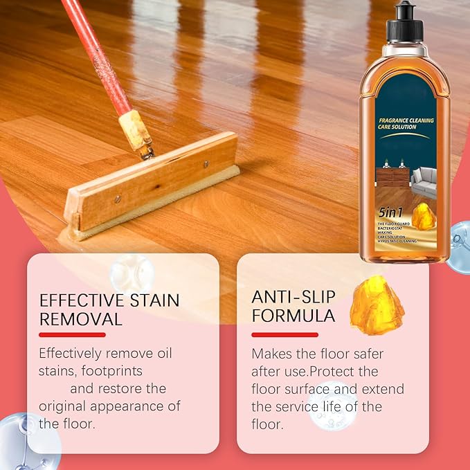 XIRUJNFD 5 in 1 Floor Cleaner, Fragrance Cleaning Care Solution, for Wood Floor, Marble Floor, Wooden Furniture-Long Lasting Fragrance (1)