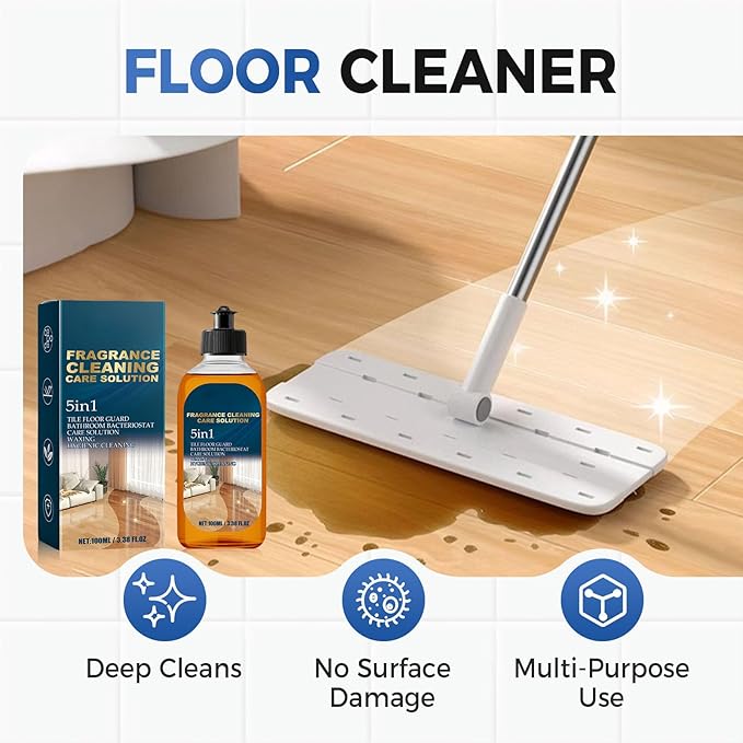 5 in 1 Floor Cleaner, 2025 New 5-in-1 Fragrance Cleaning Care Solution, Dual-Action Stain & Odor Remover for Hardwood Floors, Natural Shine for Mopping Home, Kitchen and Bathroom (1)
