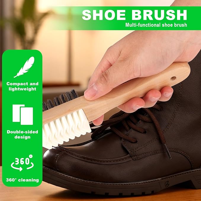 2-in-1 Suede Shoe Cleaner with Eraser, Wooden Handle Suede & Nubuck Cleaning Brush for Shoes Bags Jackets, Easy to Hold & Use