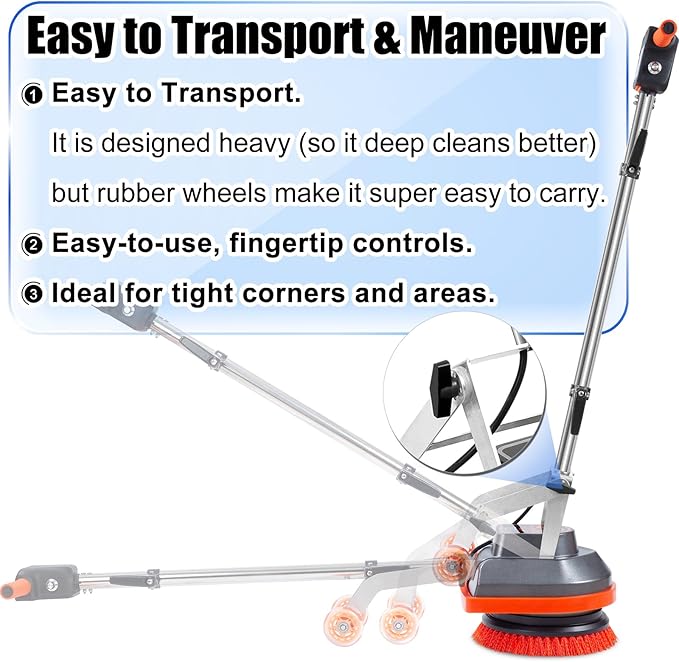 HHQ Commercial Floor Scrubber Machine, Heavy Duty Orbital Floor Cleaner, Multi-Functional Floor Buffer Polisher Machine- Deep Cleaning Tile and Grout, Hardwood Floors and Carpets with Ease, Orb-5