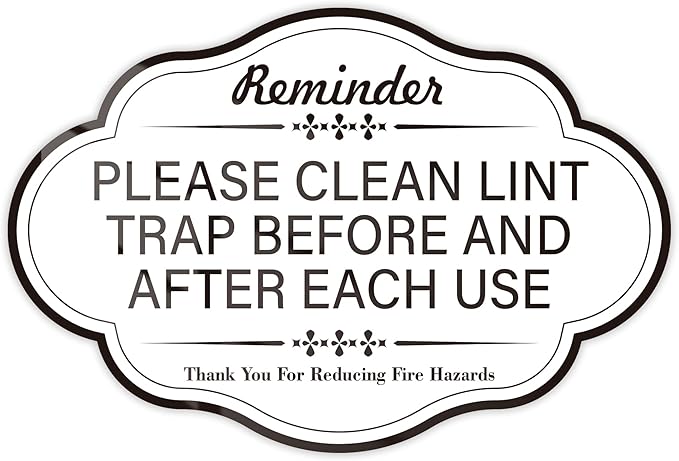 Clean Lint Trap Reminder Sign, Self-adhesive Waterproof and Anti-fading Clean Lint Trap Before and After Each Cycle sticker for Dryer, Essentials for Hosts and Guests Bathroom Sign(White)