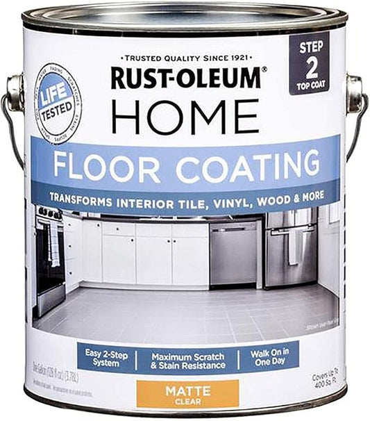 Rust-Oleum 358585 Clear Home Interior Floor Coating System, Step 2 Top Coat, Matte, 1 Gal