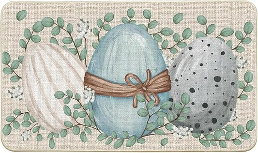 Eggs Eucalyptus Easter Doormat Seasonal Spring Home Decor Low Profile Switch Rug Floor Mat Indoor Outdoor Soft Low Profile Doormat 20x32 Inch