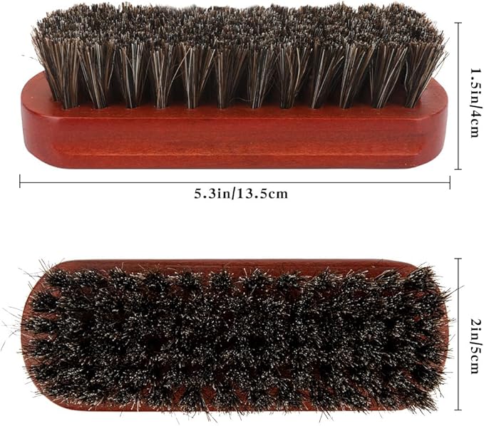 Shoe Brush, 2 Pcs Horsehair Shoe Brush Shoe Cleaning Brush Boot Brush for Leather, Shoe Brushes Shoe Shine Brush Brush Shoe Polish Brush for Cleaning and Care Leather Shoes Clean Dauber Applicators