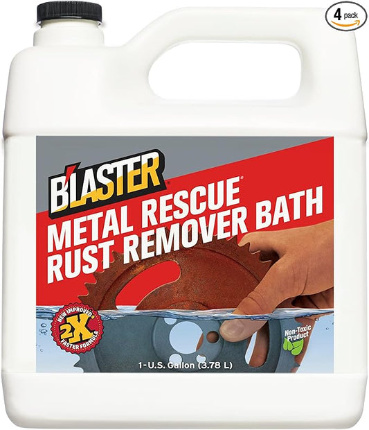 Blaster Metal Rescue Rust Remover, a Clean, Safe, and Fast Action Solution to Removing Rust from Iron and Steel, 1 Gallon, Pack of 4
