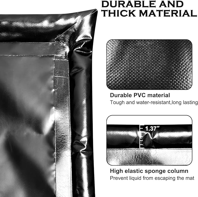 Garage Floor Mats for Under Car,7'9"x18',Non-Slip Garage Flooring Protector Parking Rugs Carpet,Heavy Duty Waterproof Rubber Containment Mat,Protect from Snow,Ice,Oil,Rain,Muds,with Squeegee,Velcro