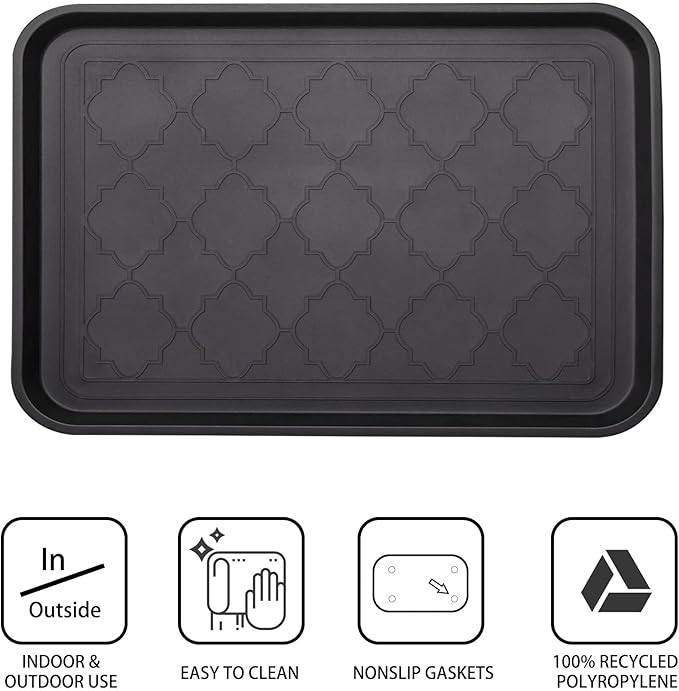WATANIYA PET Boot Tray for Entryway Indoor, Heavy Duty Shoe Mat Tray 2 Packs, 16.7"x12.8" Waterproof Shoes Trays with Raised Edge, Outdoor Multi-Purpose Mats for Boots, Garden, Pets