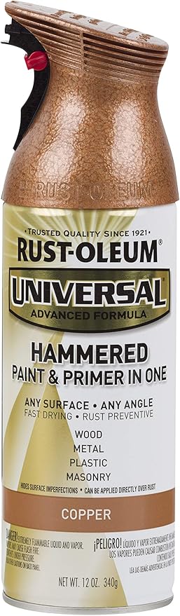 Rust-Oleum 247567 Universal All Surface Hammered Spray Paint, 12 oz, Copper