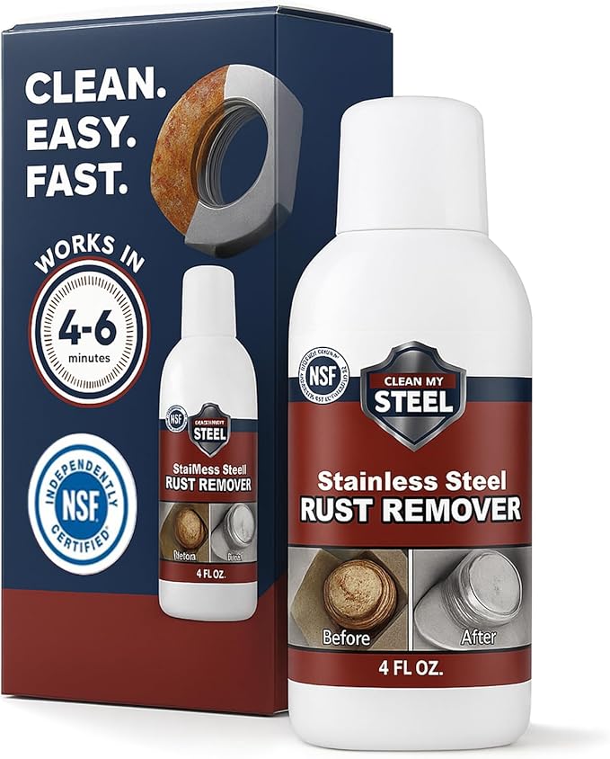CLEAN MY STEEL Innoshine B570 Stainless Steel Rust Remover and Cleaner, NSF Certified, Approved for Food Contact Areas, 4 oz