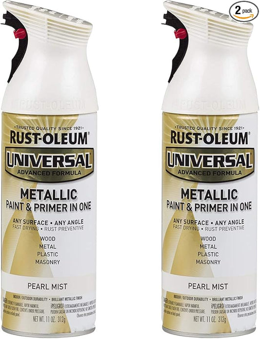 Rust-Oleum 261411-2PK Universal All Surface Metallic Spray Paint, 11 oz, Pearl Mist, 2 Pack