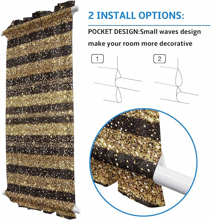 French Door Curtain Panel for Front Door, Sparkle Gold Brown Dots Texture Slidelight Door Curtains with Tieback Light Filtering Privacy Panels for Doorway Entryway 25"x 40"