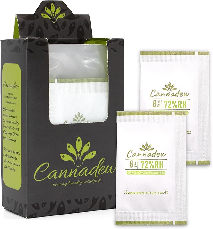 72% RH, 8g (15 Pack) Cannadew Humidity Packs Two-Way Humidity Control Pack - Moisture Absorbers & Hydration Packets for Curing and Storage