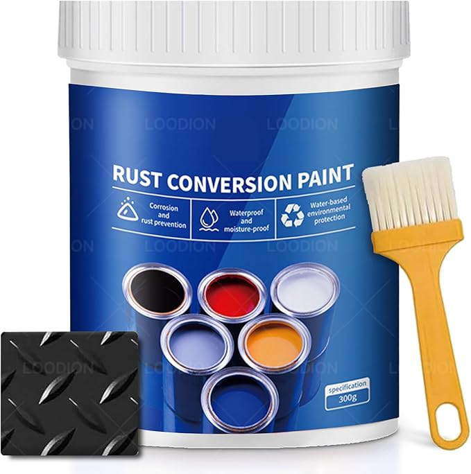 Rust Gel Rust Converter - 10.7 Fl Oz, Rust Remover for Metal, Anti Rust Paint with Brush, Eliminates Oxides from Aluminum, Cast Iron, and Steel (Black,10.7 Fl Oz)