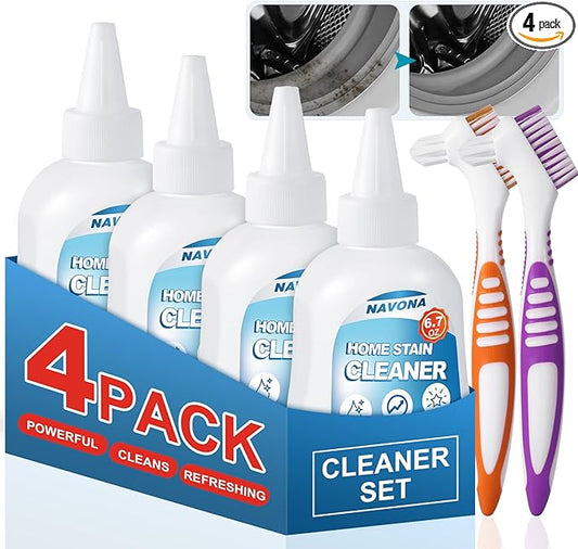 Navona 4 Pack Home Stain Cleaner Gel, Washing Machine Cleaner, Ideal for Shower Enclosures, Kitchen Sinks, Walls, Tiles and Bathroom Surfaces. Total 26.8 fl oz