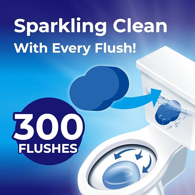 Toilet Bowl Cleaner Tablets - Blue Automatic Toilet Bowl Cleaners with Bleach, Deep Cleaning & Odor Eliminator – Septic Safe, Stain Remover for Long-Lasting Freshness and Shine (8)