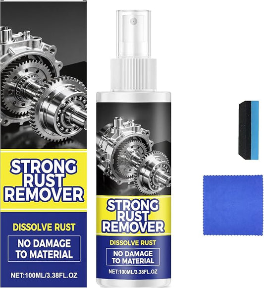 Strong Rust Remover, Powerful Rust Remover Spray for Cars, Multipurpose Rust Remover Spray, Multipurpose Rust Stain Remover, Car Rust Removal Spray for Vehicles, Tools, Chains, Metal (1, 100ml)