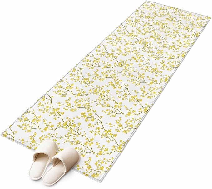 Flowers Runner Rug 2'x6', Branches Hallway Runner Rugs Washable Non-Slip Bedside Floor Mats Carpet for Kitchen Bedroom Laundry Room Bathroom