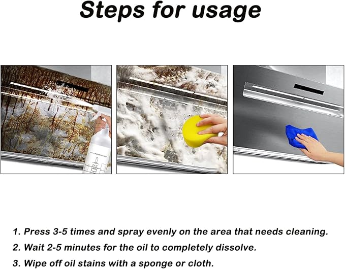 VIED 60ml Heavy Oil Foam Cleaner, Foam Spray Tablets & Spray Bottle Oven Cleaner (2pcs)