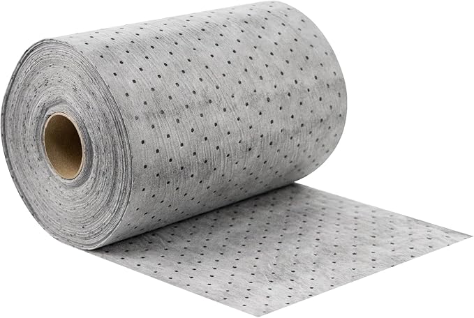 Oil Absorbent Pads Roll, Oil Absorbent Mat 15" x 50' Heavy Duty for Industrial Garage Leaks & Drips, 6 oz Polypropylene Spill Cleanup Absorber