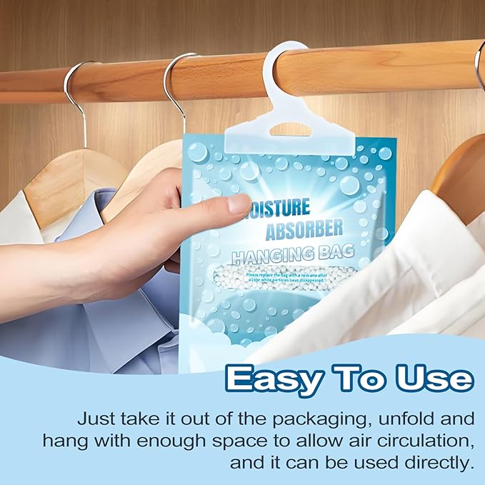 Moisture Absorbers Packets - 36 Pack Hanging Moisture Absorbers Dehumidifier Bags for Closet Bathroom Kitchen, Fragrance Free Humidity Absorber Packs, Removes Moisture & Odors