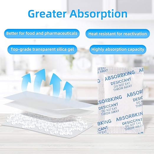 Absorbking Desiccant Packs – 2 Gram 500 Packs Moisture Absorbers, Food Grade Desiccant with Color Indicating, Premium Desiccant Packs for Storage, Great for Spices, Foods, Electronics, Jewelry