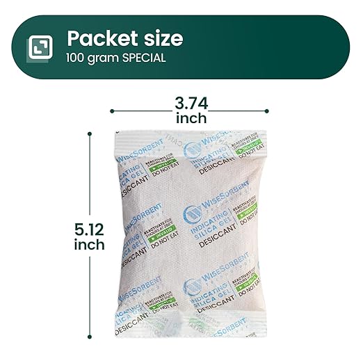 Wisesorb 3Pcs 100g Rechargeable Desiccant Packs, Indicating Silica Gel Packets, Moisture Absorbers for Storage, Gun Safe Dehumidifiers