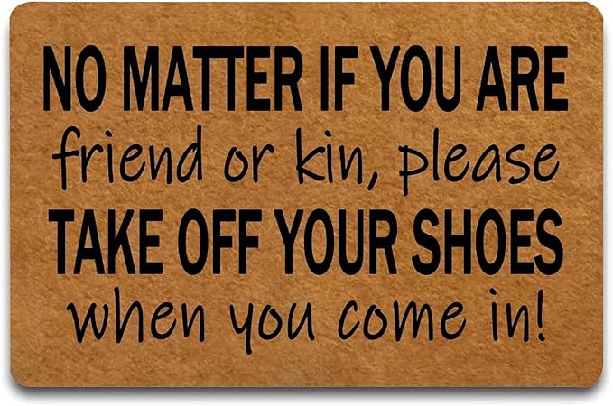 Doormat Take Off Your Shoes Indoor Outdoor with Rubber Backing Rug Non-Slip Doormat Entry Front Floor Mat Gift for Women Men 16x24 Inch