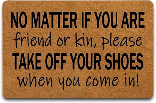 Doormat Take Off Your Shoes Indoor Outdoor with Rubber Backing Rug Non-Slip Doormat Entry Front Floor Mat Gift for Women Men 16x24 Inch