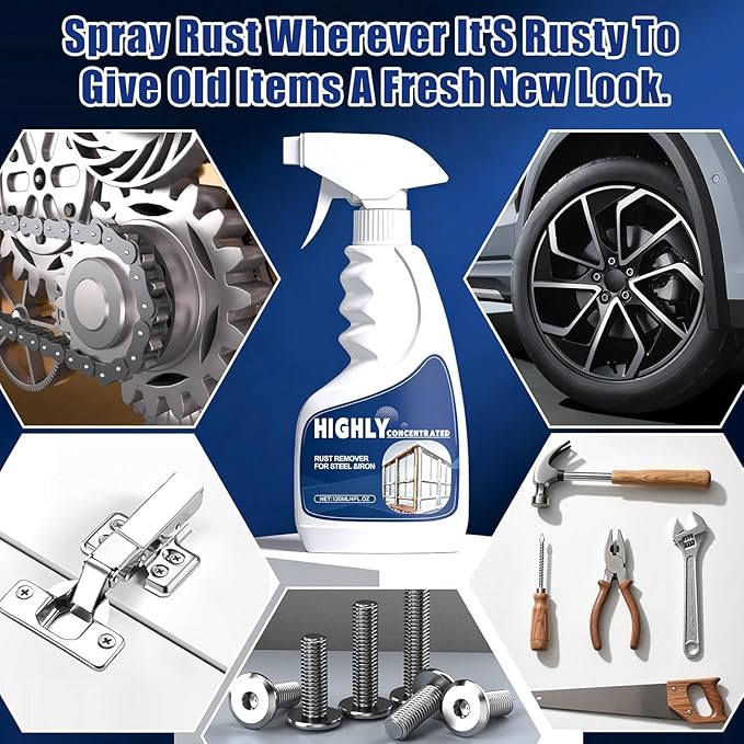 Rust Remover Spray for Metal, Powerful Rust Remover Heavy Duty Metal Cleaner, Multipurpose Rust Remover Spray for Tools,Stainless Steel,Automotive Part,Fast Acting Rust (1PCS*120ML)