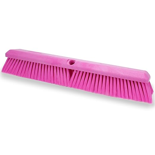 SPARTA Omni Sweep – 18" Heavy Duty Broom Head for Outdoor and Indoor Use, Nonabsorbent Block, Multi-Surface Deck Brush for Garage, Patio, Kitchen, and Concrete, Pink, Pack of 12