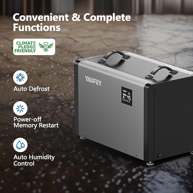 Yaufey 216 Pints Commercial Dehumidifier with Pump and Drain Hose for Crawlspace, Basements, Industrial Space, large room for Space up to 8000 Sq. Ft. - Auto Defrost, 5-Year Quality Coverage