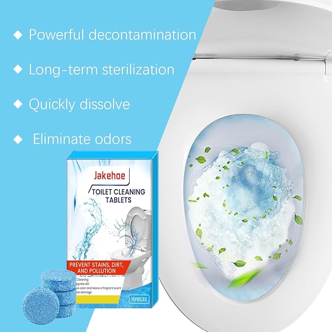 Toilet Cleaning Tablets, 16 Pieces, 3-Year Shelf Life, Foam Action Stain Remover