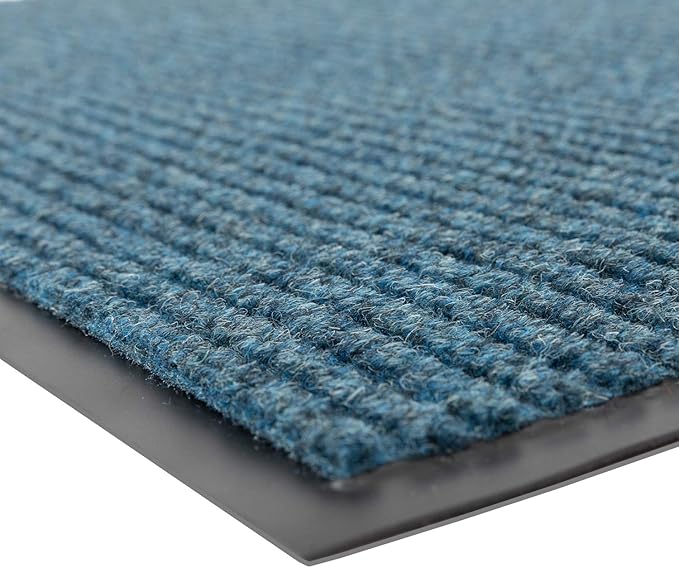 Notrax 109 Brush Step Carpeted Indoor/Outdoor Entrance Mat for Home or Office, 3' X 4', Absorbent Slip Resistant Heavy Duty Entry Mat, Slate Blue, 109S0034BU