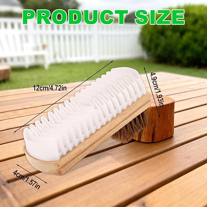 2pcs 2-in-1 Suede Shoe Brushes with Eraser, Wooden Handle Suede & Nubuck Cleaning Brush for Shoes Bags Jackets