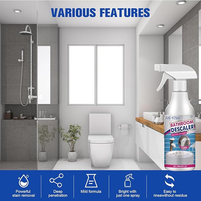 Compensai 2Pcs Stubborn Stains Cleaner,Limescale Cleaner,Bathroom Foam Cleaner Spray,Bathroom Descaler Cleaner,All-Purpose Bathrooms Descaler Foam Spray