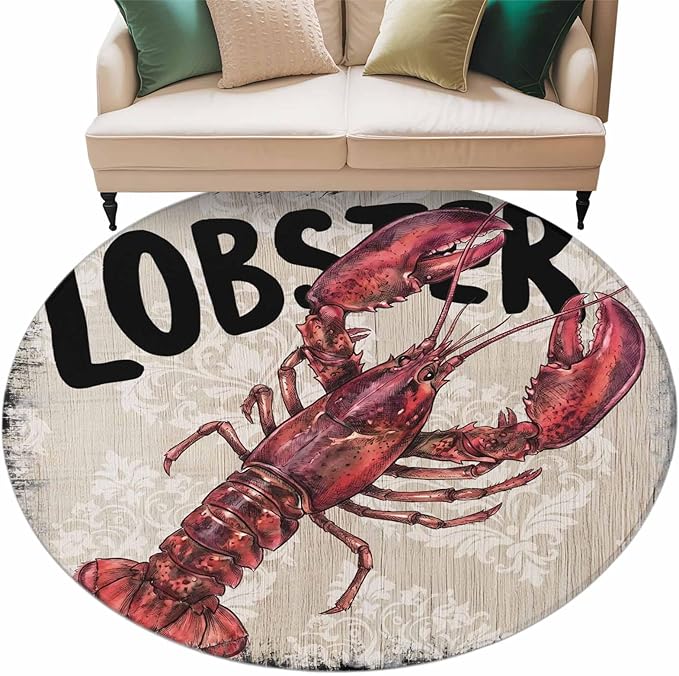 Nautical Ocean Wood Texture Round Rug 6 Ft, Circle Area Rugs Washable Non Slip Indoor Floor Mats Carpet for Living Room Bedroom Dining Room Home Decor