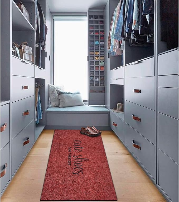 Outdoor Mats for Home Entryway Cute Shoes Take Them Off Outdoor Welcome Mats for Outside Entry, Front Indoor Door Mats,Durable,Boot Scraper,Catches Muddy and Dirt 18x48 Inches Red