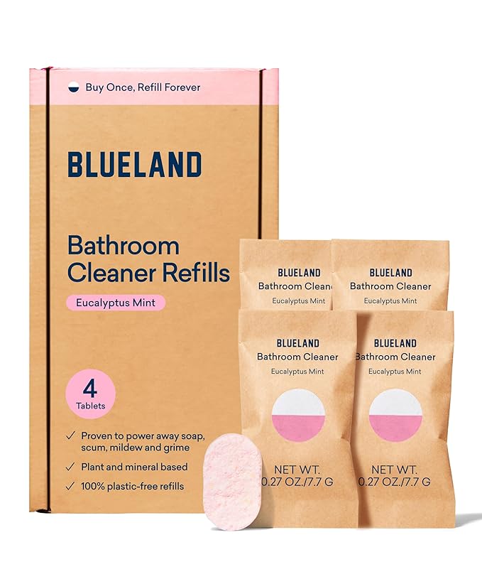 BLUELAND Clean Home Kit Refills (4P) | Foaming Hand Soap Tablet Refills | Multi-surface All Purpose Cleaner Refill Tablet | Bathroom Cleaner Refill Tablet | Eco Friendly Products & Cleaning Supplies