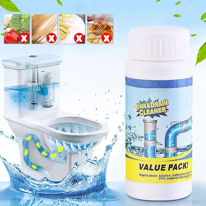 Foam Toilet Bowl Cleaner and Sink Drain Cleaner, Powerful Foaming Cleaner for Bathroom and Kitchen Pipes, Fast-Acting Drain Opener for Hair, Grease, Organic Clogs, Easy-to-Use Formula (1)
